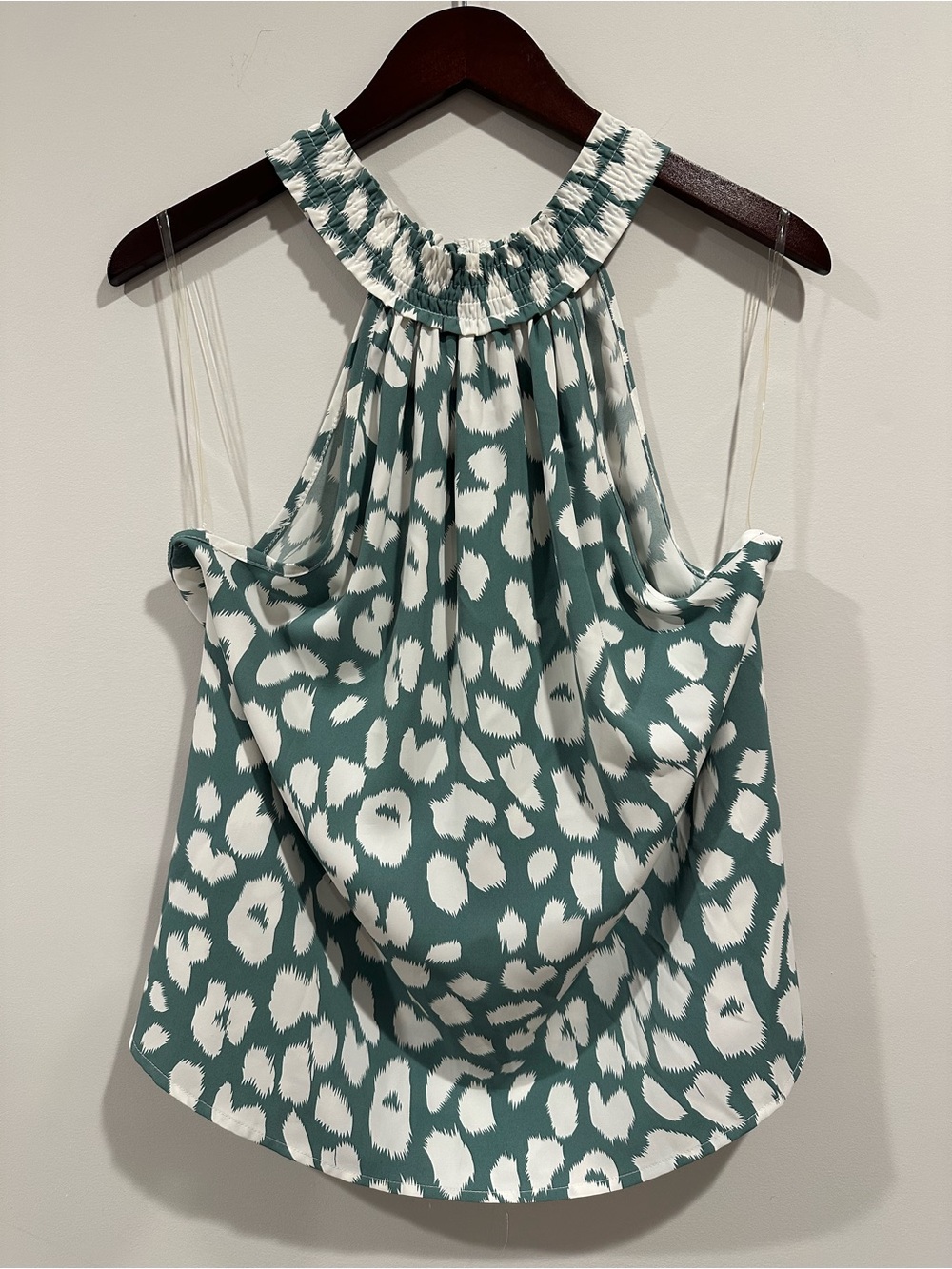 entro Green and White Smocked Halter Cami